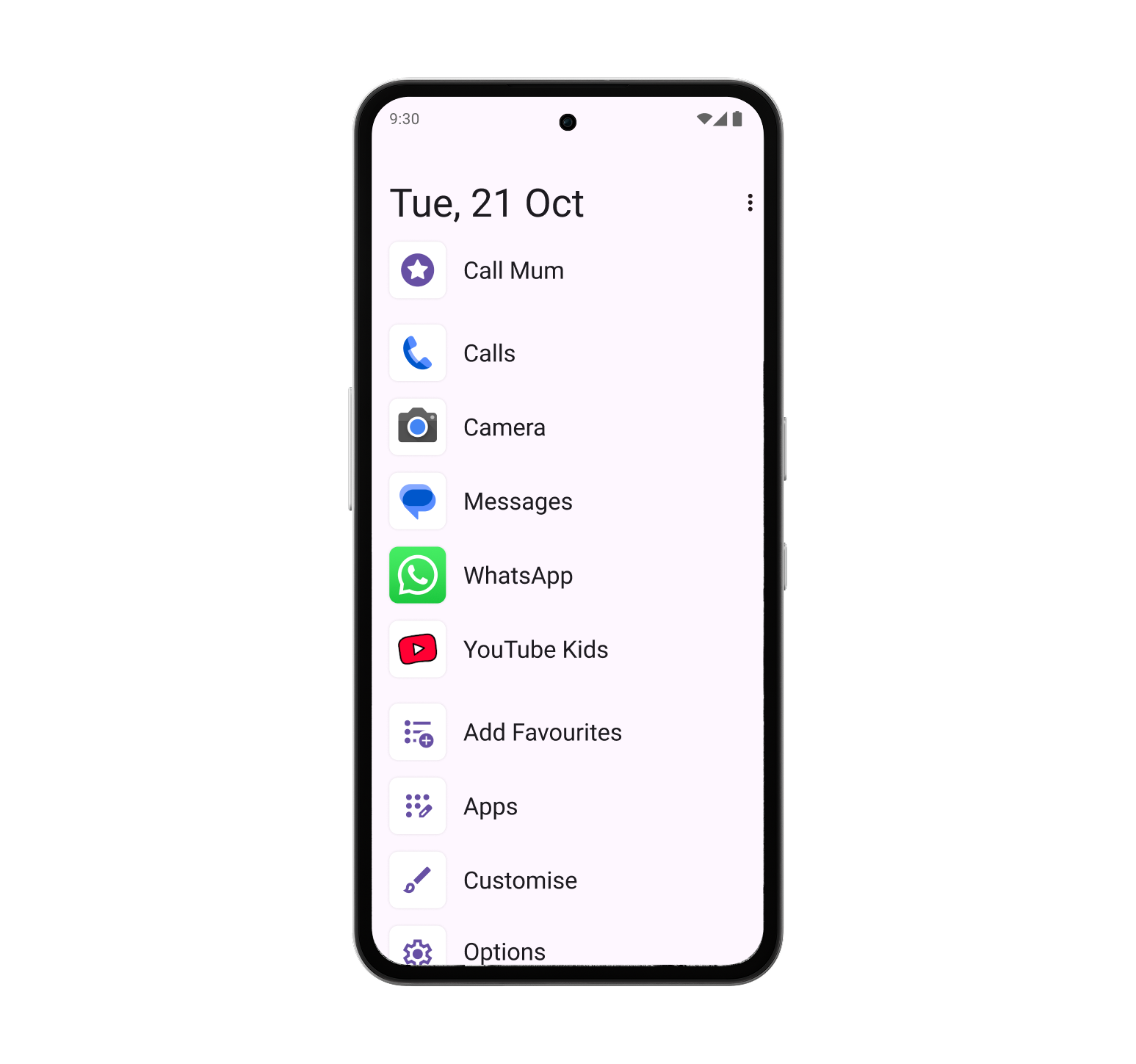 Distraction free list